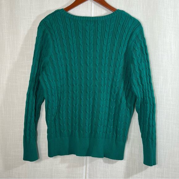 St. John’s Bay Green Cable Knit Cotton Blend Sweater Size 1X - Picture 9 of 10